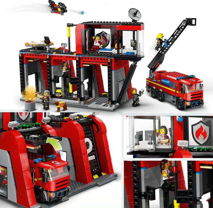 Produktbild LEGO Feuerwehrstation mit Drehleiterfahrzeug (60414, LEGO City)