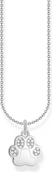 Thomas Sabo Kette mit Pfoten-Anhänger und weissen Steinen Silber (925er Silber, 38 - 45 cm)