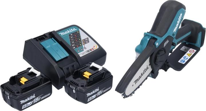 Actual product image Makita DUC 101 RT Battery-powered pruning saw 18 V 10 cm Brushless + 2x battery 5.0 Ah + charger (Battery chain saw)