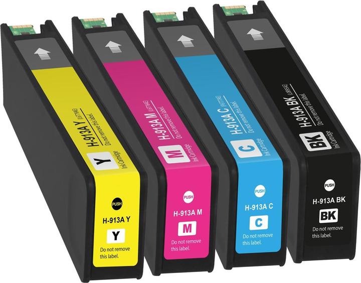 Actual product image Plutoos HP 913A cartridges XXL compatible, set of 4 colours (C, M, Y, BK)