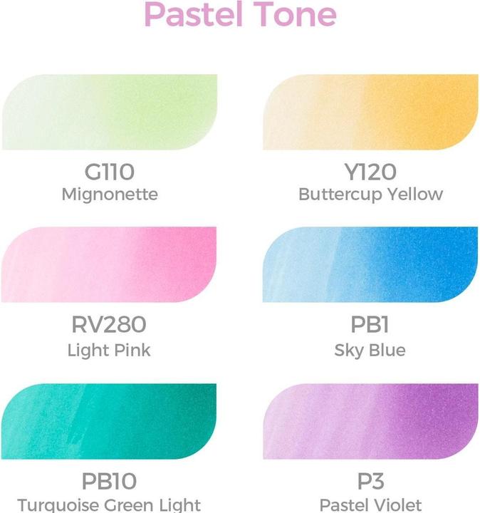 Produktbild Ohuhu Honolulu Kunstmarker (6 Stk.) - Pastellfarben (Pastellfarben, 6 x)