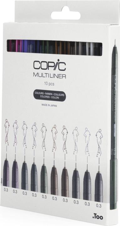 Produktbild Copic Multiliner Color Set, 0,3mm, 10 Stück (Olive, Lavender, Sepia, Schwarz, Warm Gray, Cool Gray, Pink, Brown, Wine, Cobalt, 10 x)
