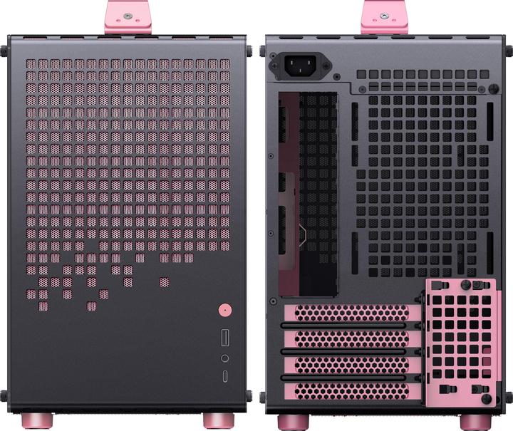 Actual product image Jonsplus MATX Handle Case Z20 - Black-Pink (mATX, Mini-ITX)