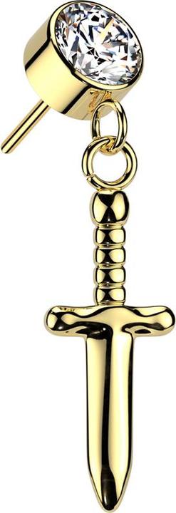 Immagine prodotto Star Piercing Threadless Zylinder vergoldet Kristall silber Anhänger Dolch vergoldet (senza ottone, Titanio G23)
