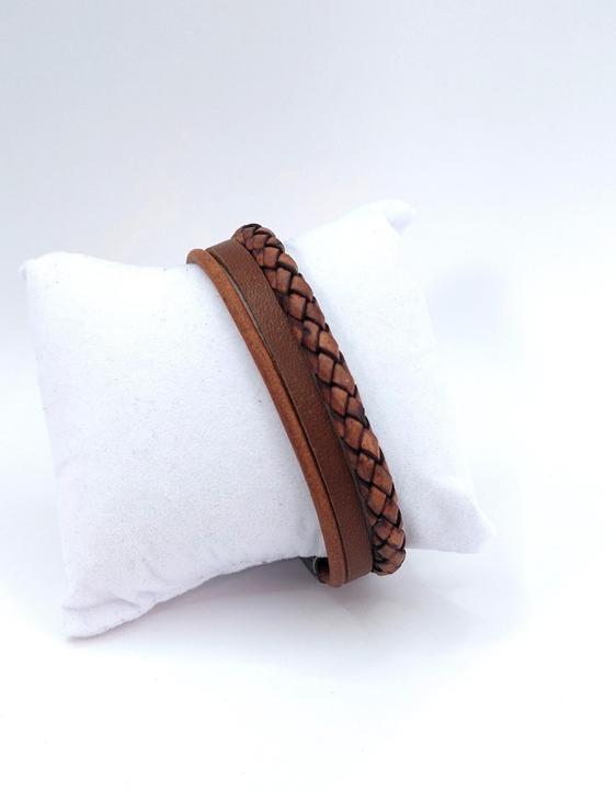 Immagine prodotto Thomss Bracciale in pelle No.20 unisex in pelle marrone chiaro e chiusura in acciaio inossidabile (23 cm, Acciaio inossidabile, 100% pelle)