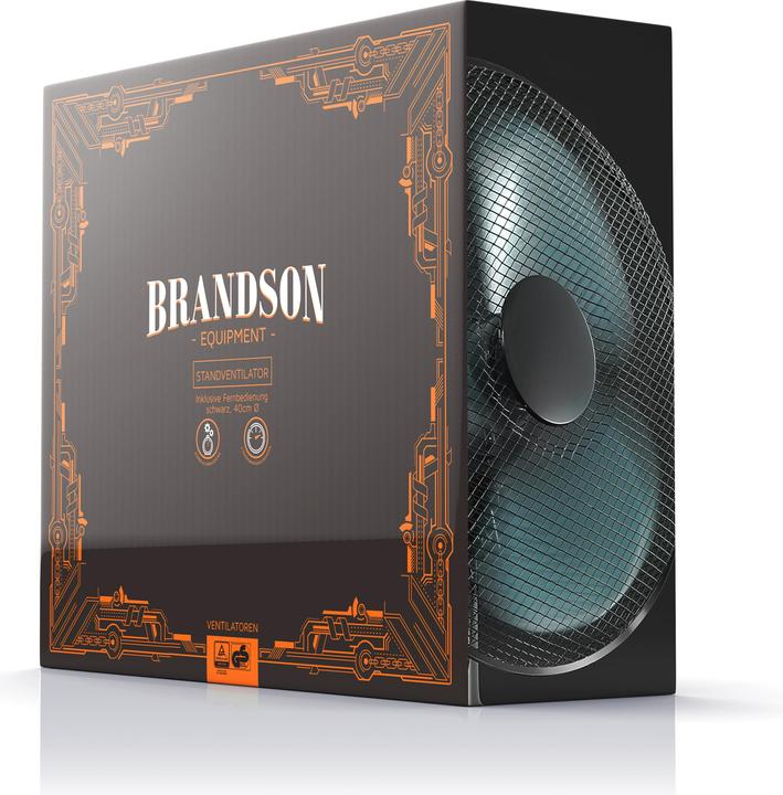 Produktbild Brandson Standventilator, 42 cm Ø, Standlüfter, Fernbedienung, Neigbar 30°, 50W, Oszillation 80°, schwarz (57 dB)