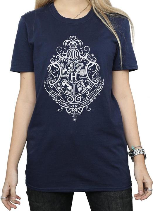 Actual product image Womens/Ladies Hogwarts Draco Dormiens Crest Cotton Boyfriend T-Shirt (L)