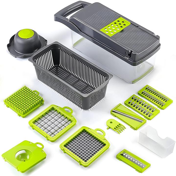 Image du produit Kitchen Coupe-légumes multifonctions 16 pièces Avec lames tranchantes et amovibles