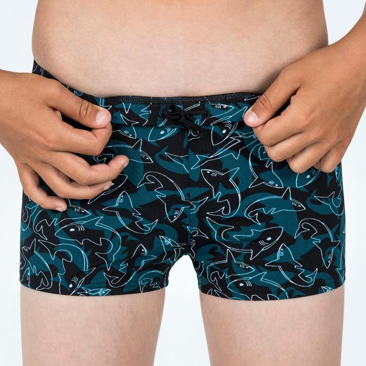 Image du produit Nabaiji Maillot boxer de bain natation Garçon - 500 Fitib shark noir bleu (6, 7, 8)