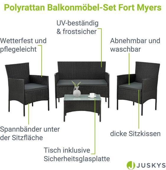 Produktbild Juskys Polyrattan Sitzgruppe Fort Myers