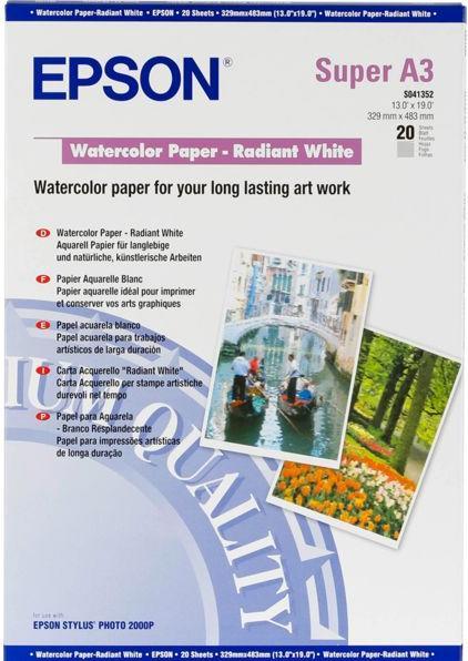 Produktbild Epson Radiant White Watercolor Papier A3+ (190 g/m², A3+, 20 x)