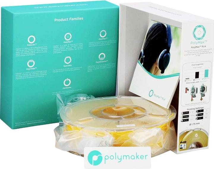 Produktbild Polymaker PA06007 PolyMAX Tough Filament hohe Steifigkeit, hohe Zugfestigkeit (PLA, 1.75 mm, 750 g, Gelb)
