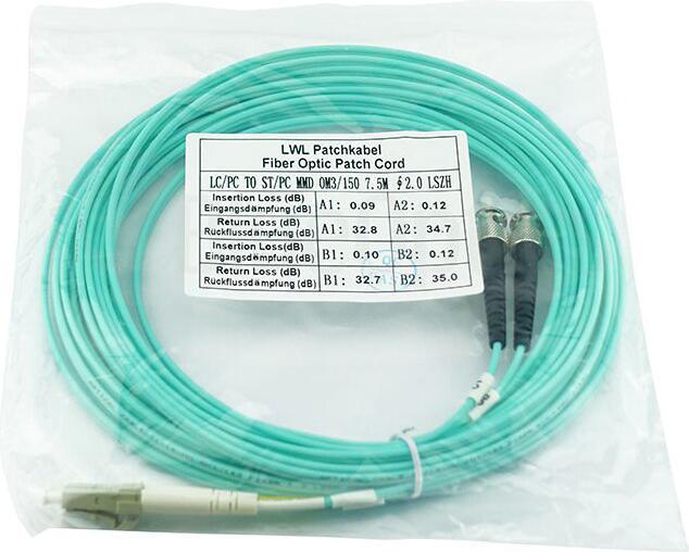 Produktbild CBO LWL Patchkabel LC / ST MM OM3 aqua 50,0m (CAT7, 50 m)