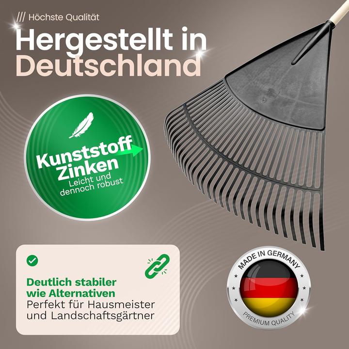 Produktbild Novatool Laubbesen mit Teleskop-Stiel bis 152cm, Laubfeger mit 30 Kunststoff-Zinken, Rechen Arbeitsb