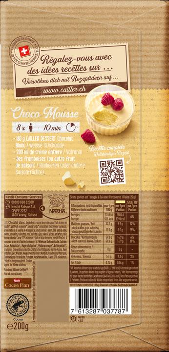 Produktbild Cailler Dessert Weisse Schokolade Tafel (200 g)