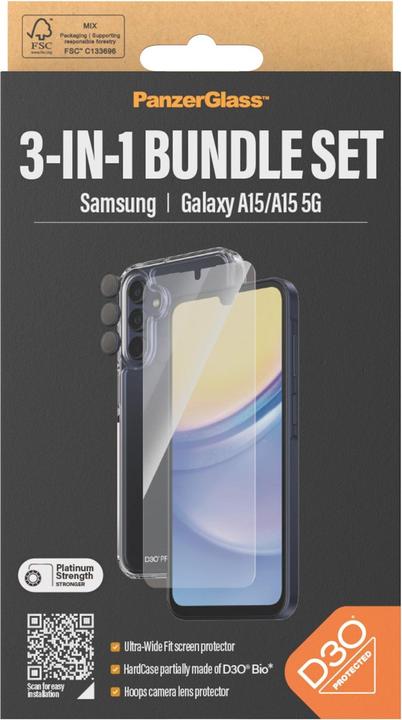 Produktbild PanzerGlass Bundle Ultra Wide FIt Glass + Case + Lens (1 Stück, Samsung Galaxy A14, Samsung Galaxy A14 5G)