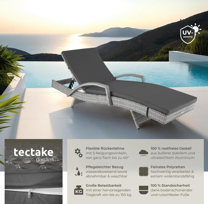 Produktbild tectake Rattan Sonnenliege Océane (190 cm)