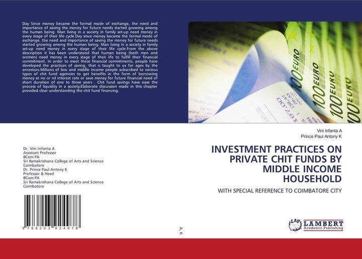 Actual product image Investment Practices On Private Chit Funds By Middle Income Household (Prince Paul Antony K, Vini Infanta A, 2021)