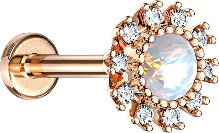 Image du produit Star Piercing Micro Labret femelle or rose double cristal pavé argent (Acier chirurgical 316L, Laiton)