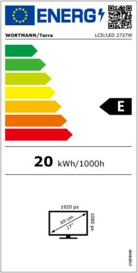 Energy Label Wortmann TERRA LCD/LED 2727W V2 black HDMI/DP/USB-C GREENLINE PLUS (1920 x 1080 pixels, 27")