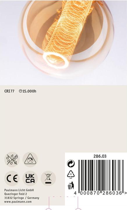 Immagine prodotto Paulmann Illuminante GLOW G95 E27 (E27, 4 W, 200 lm, 1 x, A)