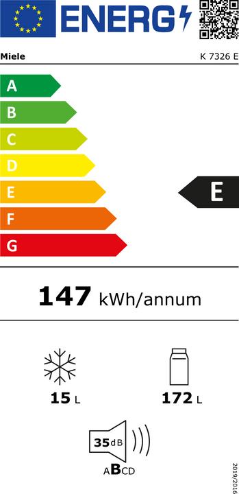 Label énergétique Miele K 7326 E (187 l)