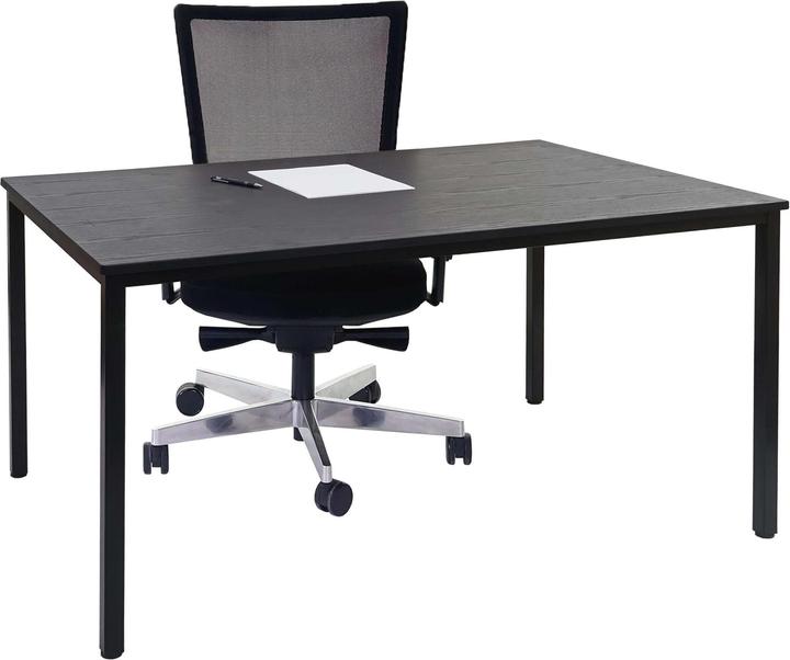 Actual product image Mendler Desk, conference table office table seminar table, 120x80cm MDF - black oak look (75 x 120 x 80 cm)