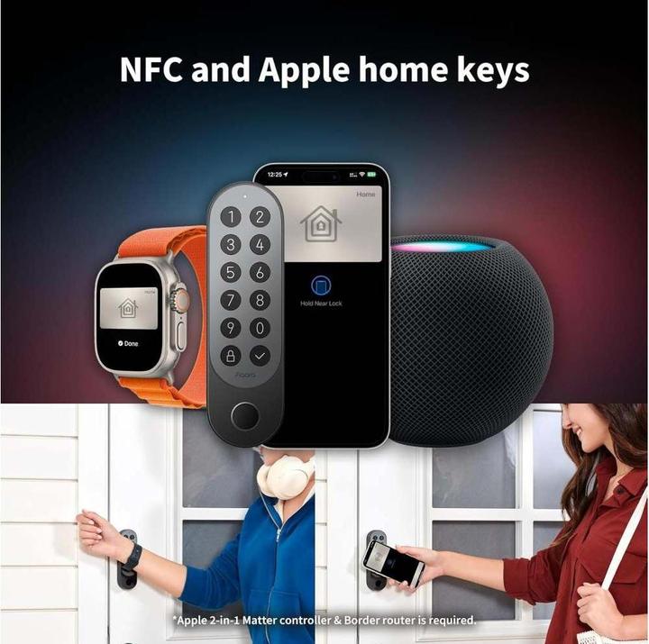 Actual product image Aqara Smart Lock U200 Black, EL-D02E (Fingerprint, Electronic numerical code, Key, Smartphone, Key card, Bluetooth)