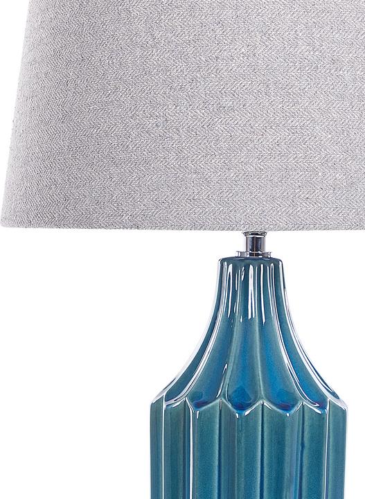 Actual product image Beliani Table lamp blue 56 cm drum shape ABAVA