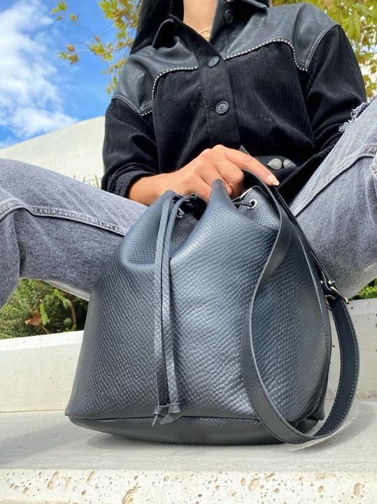 Immagine prodotto Only-Bags.Store Borsa a secchiello in pelle nera, borsa nera, borsa a tracolla, portafoglio in pelle, regalo per te