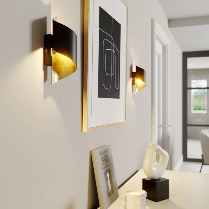 Actual product image Lindby Metal wall lamp Desirio, black-gold (330 lm, G9)
