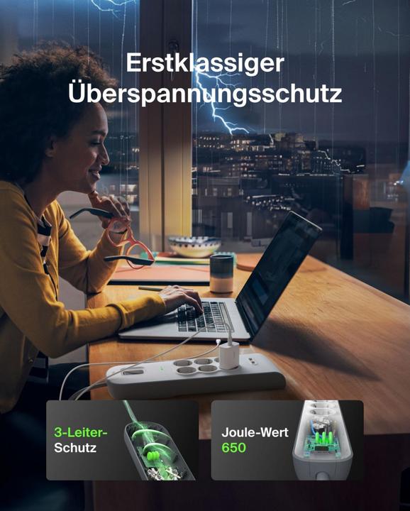 Produktbild Belkin Steckdosenleiste 6-fach + 2xUSB-A, 2m Kabel BSV604vf2M-V2 (6 x, USB, 2 m)