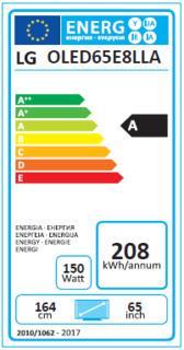 Energie-Label LG Oled65e8 (65", OLED, 4K, 2018)