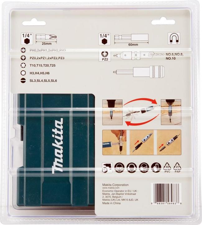 Immagine prodotto Makita D-73477 (Croce Pozidriv PZ M0, Croce Pozidriv PZ M1, Croce Pozidriv PZ M2, Croce Pozidriv PZ M3, Croce Phillips PH M1, Croce Phillips PH M2, Croce Phillips PH M3, Presa esagonale TX M10, Esagono cavo TX M15, Presa esagonale TX M20, Esagono incassato TX M25, Esagonale M3, Esagonale M4, Esagonale M5)