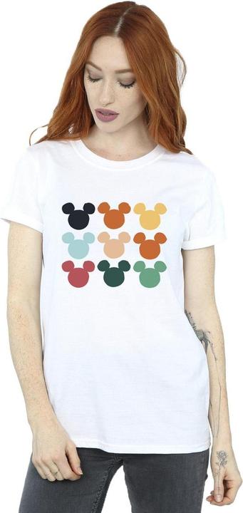 Actual product image Disney Womens/Ladies Mickey Mouse Heads Square Cotton Boyfriend T-Shirt (S)