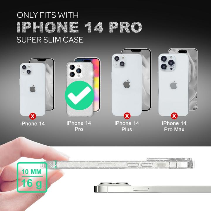 Actual product image Nalia Clear glitter silicone cover (Apple iPhone 14 Pro)