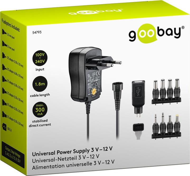 Produktbild Goobay 3 V - 12 V Universal-Netzteil