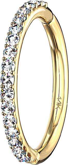 Star Piercing Micro Segmentring klappbar 14k gold seitlich Kristall silber (ohne Messing, 14k Gold)