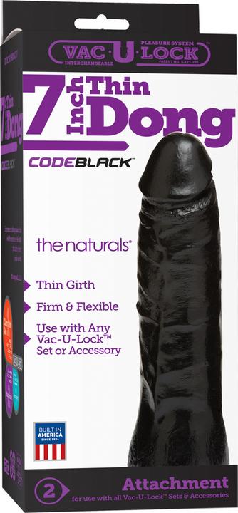 Actual product image Doc Johnson CodeBlack - The Naturals - 7" Thin Dong