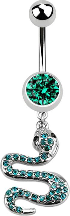 Actual product image Star Piercing Banana silver with pendant snake turquoise (Surgical steel 316L, without brass)