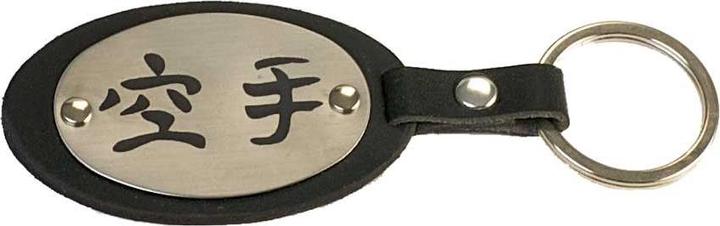 Ju-Sports Schlüsselanhänger echt Leder mit graviertem Kanji Karate