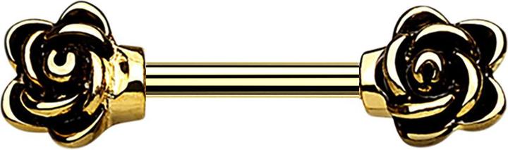 Immagine prodotto Star Piercing Barbell Stab mit Blume vergoldet (senza ottone, Acciaio chirurgico 316L)