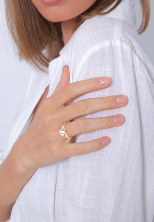 Produktbild Elli PREMIUM Ring Solitärring Zirkonia 375 Gelbgold Geschenkidee (54, 375/9 K Gold)