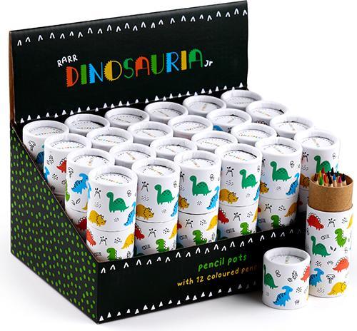 Actual product image Puckator Dinosauria Dinosaur Pencil Pot with 12 Crayons