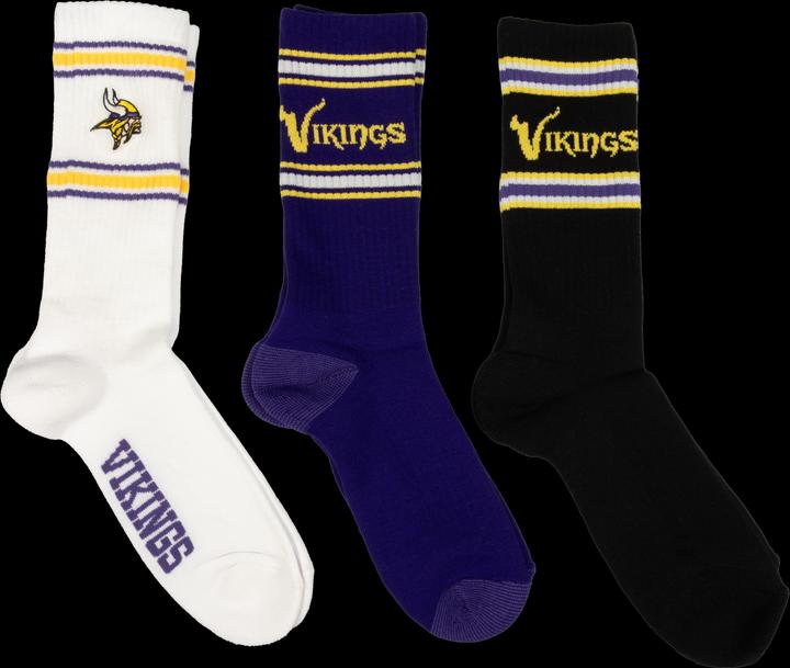 Image du produit Barefoot Minnesota Vikings 3pk Crew Socks 35-38 (35 - 38)