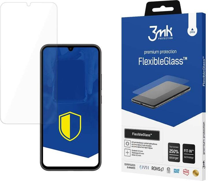 3MK Tempered glass for Samsung Galaxy A34 5G hybrid flexi 7H series FlexibleGlass (1 Piece, Samsung Galaxy A34 5G)