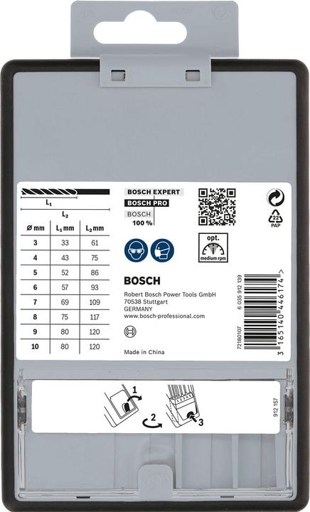 Actual product image Bosch Professional Zubehör PRO Wood twist drill bit set. 8 pcs. (5 mm, 6 mm, 7 mm, 8 mm, 9 mm, 10 mm, 3 mm, 4 mm)