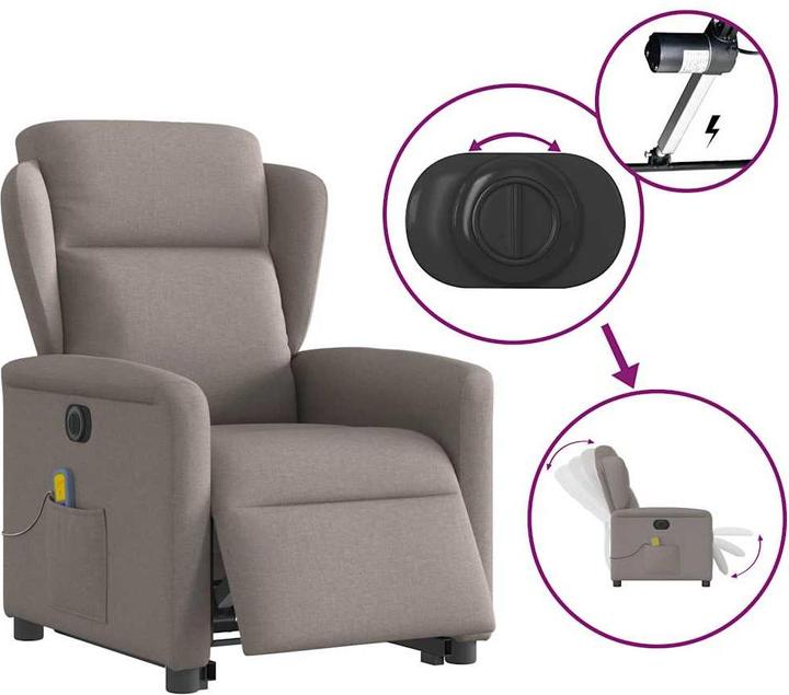 Image du produit VidaXL Fauteuil de massage électrique releveur Taupe Tissu