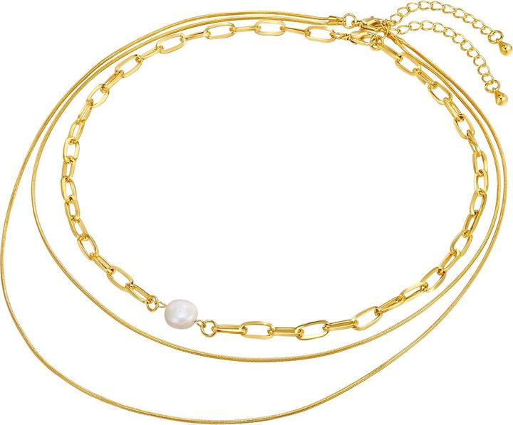 Produktbild Lulu & Jane Damen Metall-Legierung Muschelkernperle gelbgold 40,0 cm Basiskette + 5,0 cm Verlängerung - 29583 (Metall-Legierung, 40 - 45 cm)