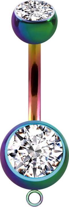 Immagine prodotto Star Piercing Banana colorata con due sfere di cristallo d'argento e anello per ciondolo (Acciaio chirurgico 316L)